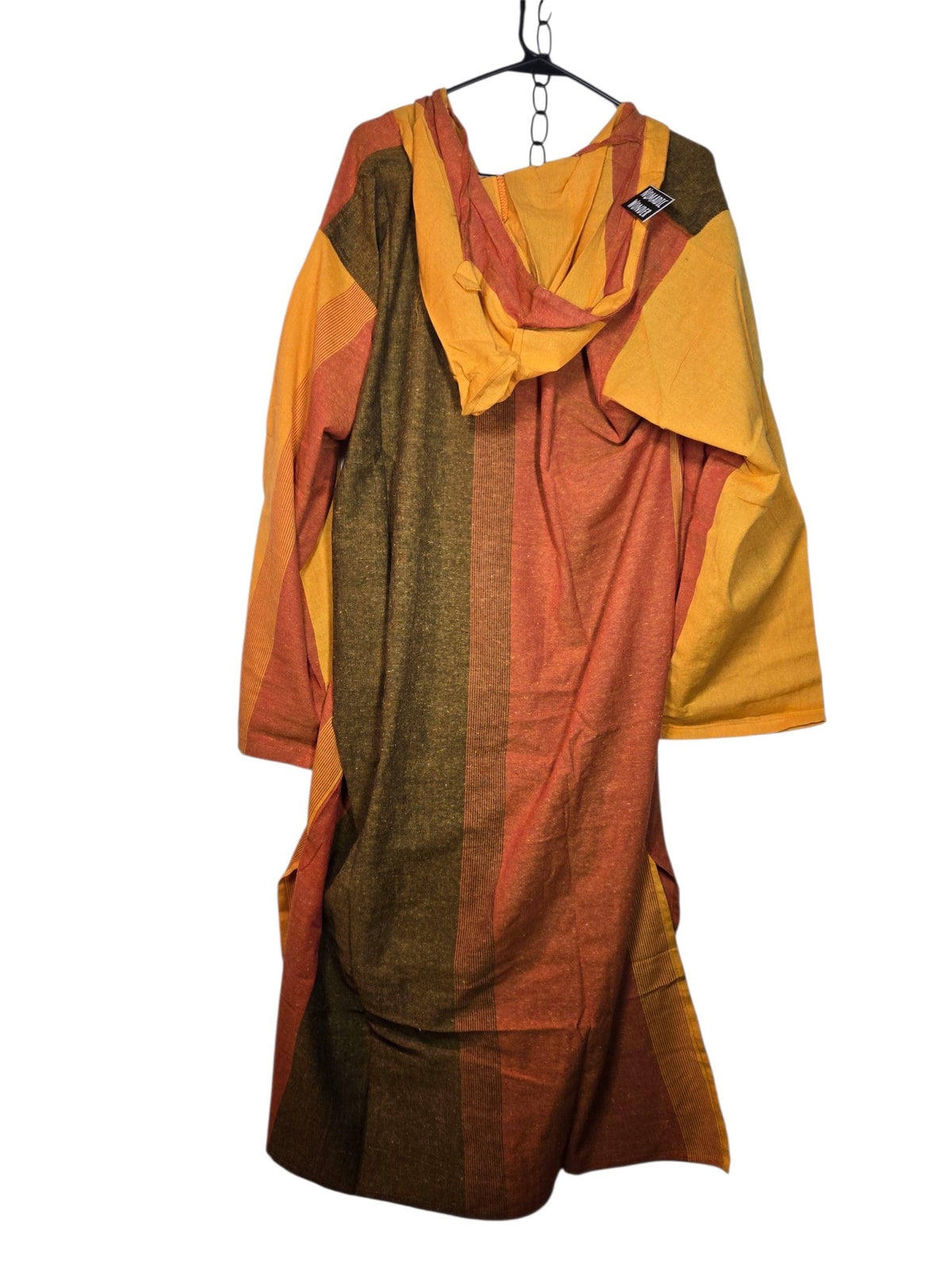 Unisex Boho Cotton Nightshirt with Pocket and Hood Long Sleep Shirt Kaftan