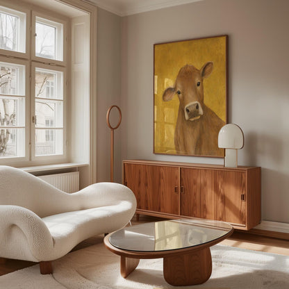 Cow Portrait Canvas Wall Art , Rustic Farmhouse Decor