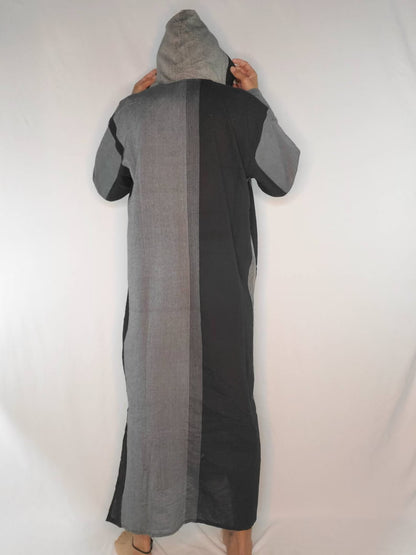 Unisex Nightshirt Cotton Boho Kaftan with Pocket and Hood Sleep Shirt