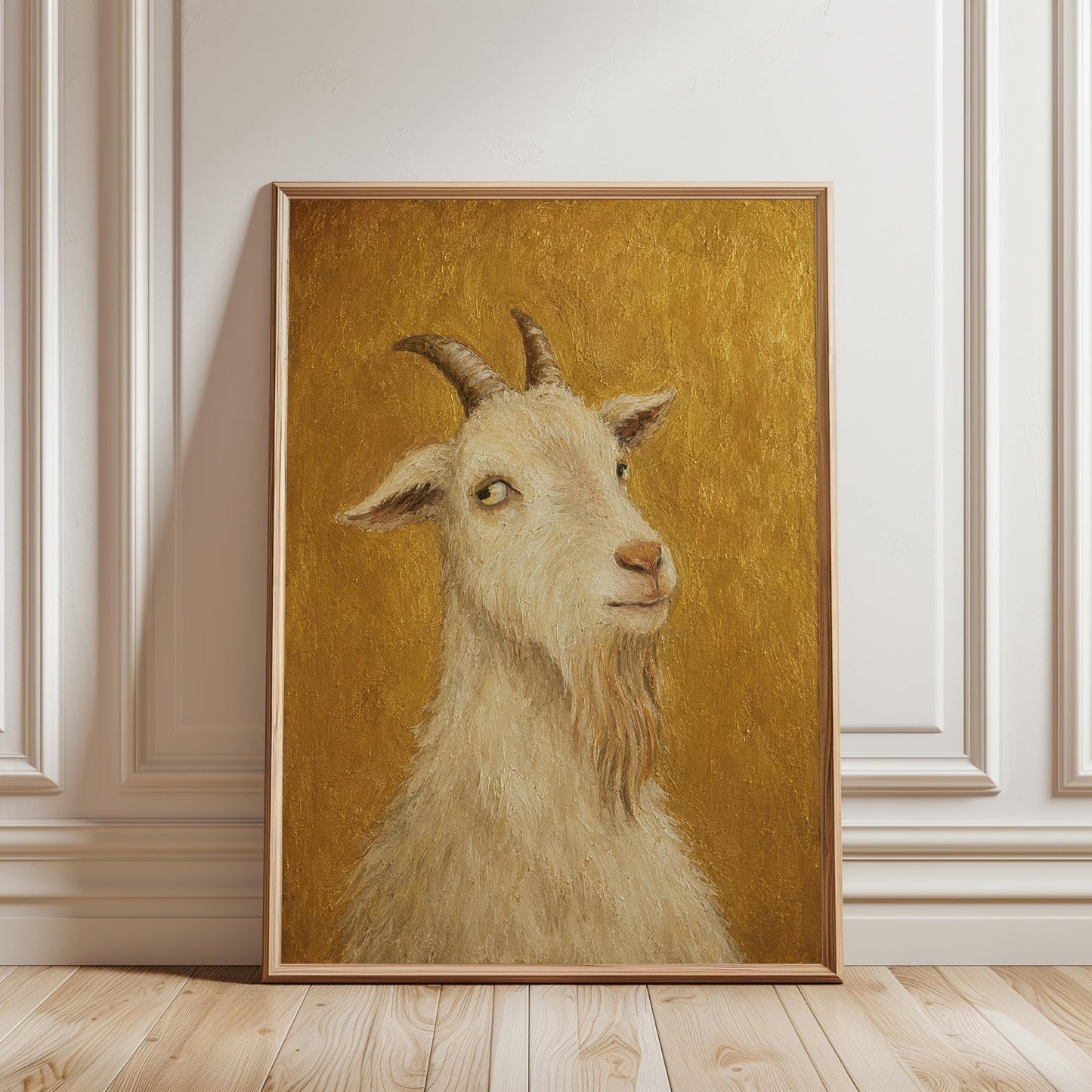 Goat Portrait Canvas Wall Art , Rustic Farmhouse Decor