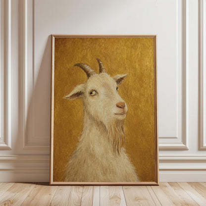 Goat Portrait Canvas Wall Art , Rustic Farmhouse Decor