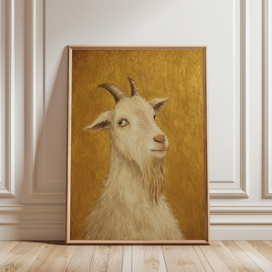 Goat Portrait Canvas Wall Art , Rustic Farmhouse Decor