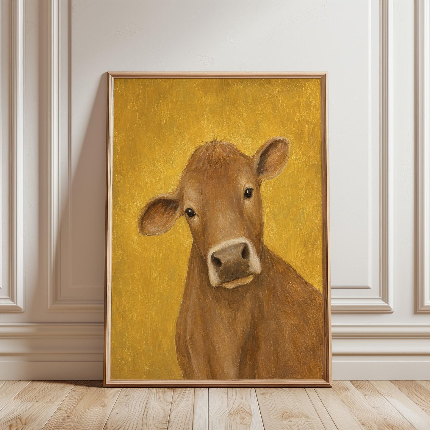 Cow Portrait Canvas Wall Art , Rustic Farmhouse Decor