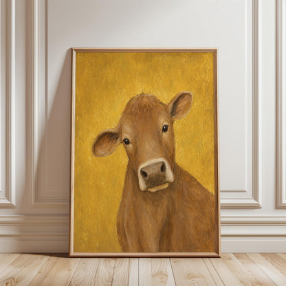Cow Portrait Canvas Wall Art , Rustic Farmhouse Decor