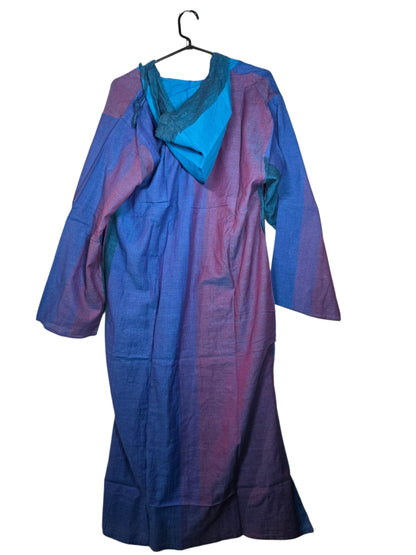 Cotton Nightshirt Unisex Boho Kaftan Sleep Shirt with Hood and Pocket