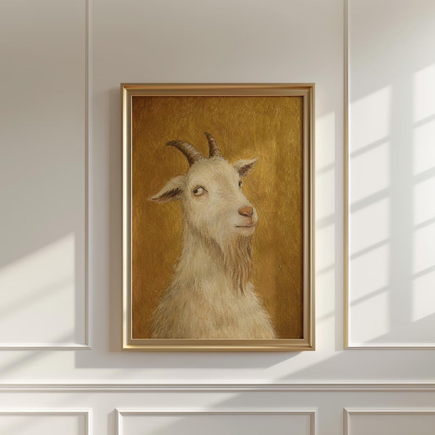 Goat Portrait Canvas Wall Art , Rustic Farmhouse Decor