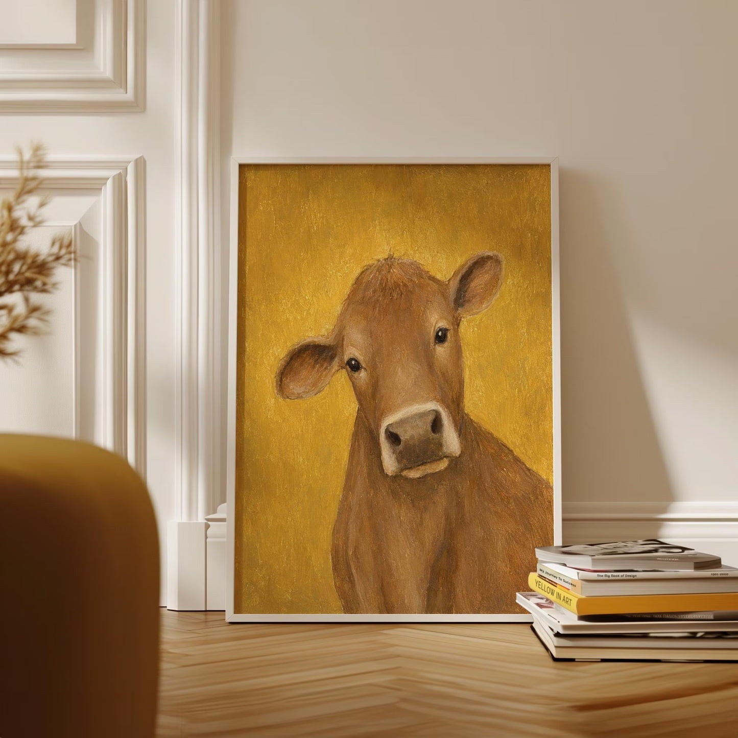 Cow Portrait Canvas Wall Art , Rustic Farmhouse Decor