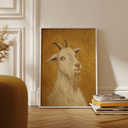 Goat Portrait Canvas Wall Art , Rustic Farmhouse Decor