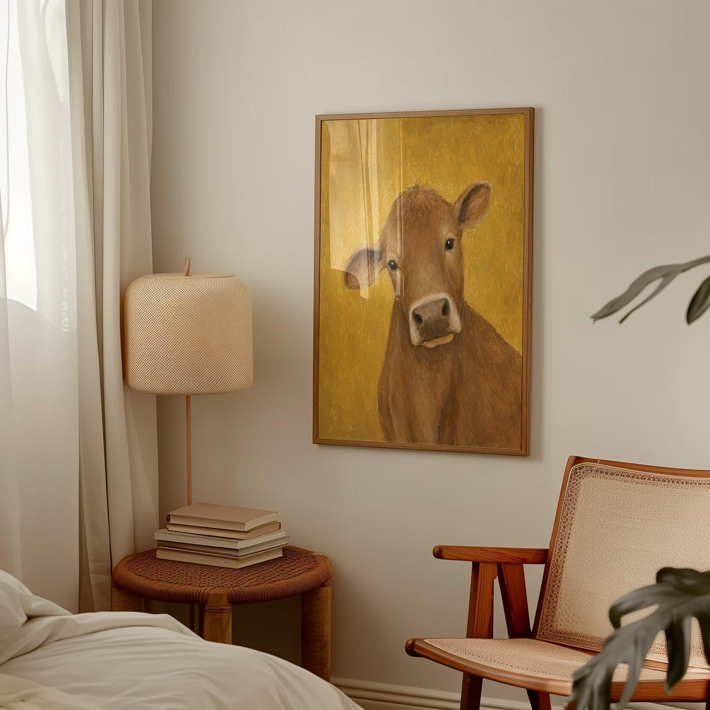 Cow Portrait Canvas Wall Art , Rustic Farmhouse Decor